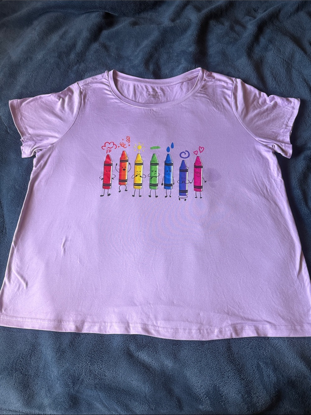 Women light purple Short-Sleeve Crayon Graphic Tee